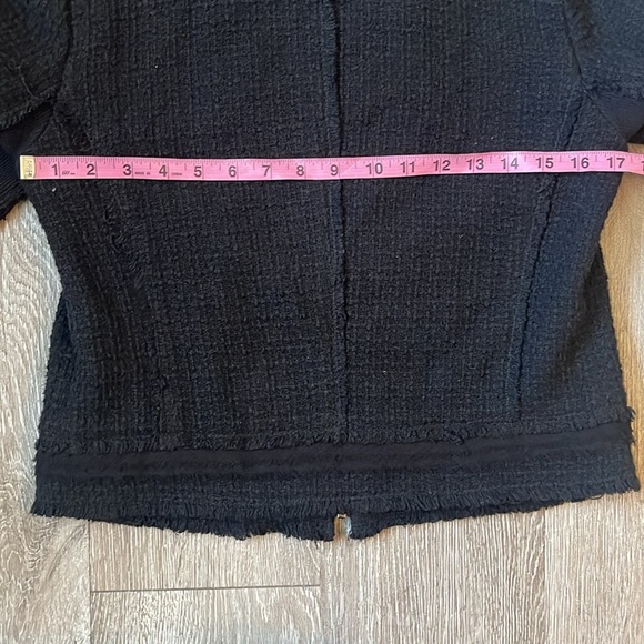 Rebecca Taylor Cropped Black Tweed Jacket | Sz 6 wool blend - Picture 7 of 8